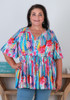 Plus Size Floral Streak Tie Waist Top