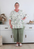Plus Size Leaf And Flower Tie Waist Top