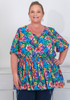 Plus Size Tropical Island Shirred Waist Top