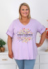 Plus Size Inspirational Print Lavender Summer Top