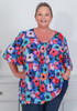 Plus Size Fun Floral Colour Pin Tuck Top