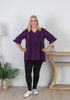 Plus Size Purple Elbow Sleeve Dressy Top