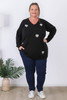 Plus Size Sequin Hearts Jumper In Black