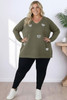 Plus Size Sequin Hearts Jumper In Khaki