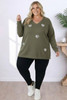 Plus Size Sequin Hearts Jumper In Khaki