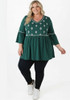 Green Bell Sleeve Top