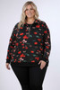Plus Size Zip Pull Over In Cherries And Bows