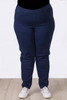 Plus Size Pull On Relaxed Fit Denim Jeans In Indigo Blue