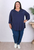 Plus Size Dark Blue Top With Lace