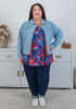 Plus Size Light Blue Denim Jacket With Pockets 