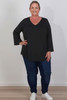 Plus Size Black Relaxed Fit Sleeve Top