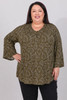 Plus Size Relaxed Fit Top In Khaki Floral Outline