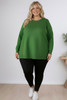 Plus Size Apple Green Crew Neck Cotton Knit Jumper