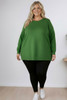 Plus Size Apple Green Crew Neck Cotton Knit Jumper
