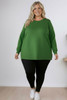 Plus Size Apple Green Crew Neck Cotton Knit Jumper
