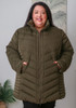 Plus Size Quilted Jacket In Khaki