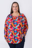 Plus Size Square Neck Top In Abstract Art