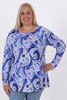 Plus Size Square Neck Top With Blue Swirls