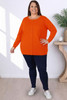 Plus Size  Button Up Fine Knit Orange Cardigan