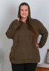 Plus Size Hooded Knit Khaki Jumper 