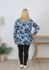 Plus Size Stretch Cotton Black And Blue Floral Top