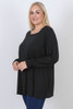 plus size black Square Neck Shirred Cuff Top