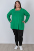 Plus Size Ruffle Cuff Square Neck Green Top