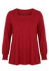 Claret Square Neck Shirred Cuff Top