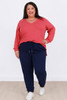 ***2nds Deep V Neck Pink Sweater Top