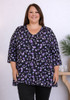 plus size elbow sleeve top in Lilac Floral