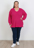 Plus Size Cute Ruffle Knit Top In Pink