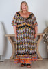 Plus Size Shirred Bust Aztec Maxi Dress