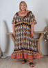 Plus Size Shirred Bust Aztec Maxi Dress