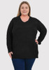 Plus Size Popcorn Knit Jumper In Black
