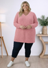 Plus Size popcorn Knit Jumper In Blush Pink
