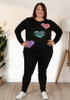Plus Size Black Knit Jumper With Hearts