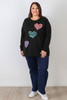 plus size black heart jumper 