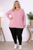 Plus Size V Neck Knit Jumper In Pink