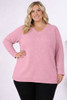 Plus Size V Neck Knit Jumper In Pink