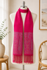 Hot Pink Pashmina Scarf With Paisley Border