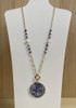 Blue Marble Pendant Necklace In Gold 