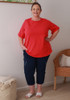 Plus Size Cotton Round Neck Tee In Watermelon