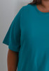 Plus Size Cotton Round Neck Tee In Turquoise