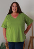 Plus Size Cotton V Neck Curved Hem Tee In Pistachio