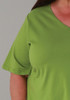 Plus Size Cotton V Neck Curved Hem Tee In Pistachio