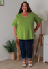 Plus Size Cotton V Neck Curved Hem Tee In Pistachio