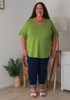 Plus Size Cotton V Neck Curved Hem Tee In Pistachio