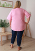 Plus Size Cotton V Neck Curved Hem Tee In Light Pink