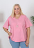 plus size light pink curved hem tee
