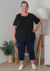 Plus Size Cotton Round Neck Everyday Tee In Black